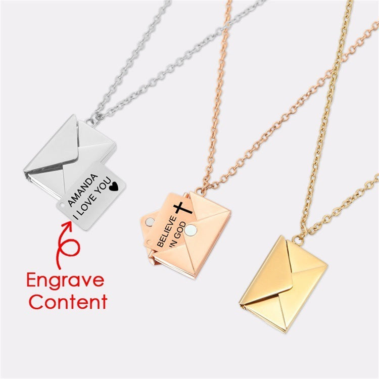 LoveLocket - Engraved Envelope Locket Necklace