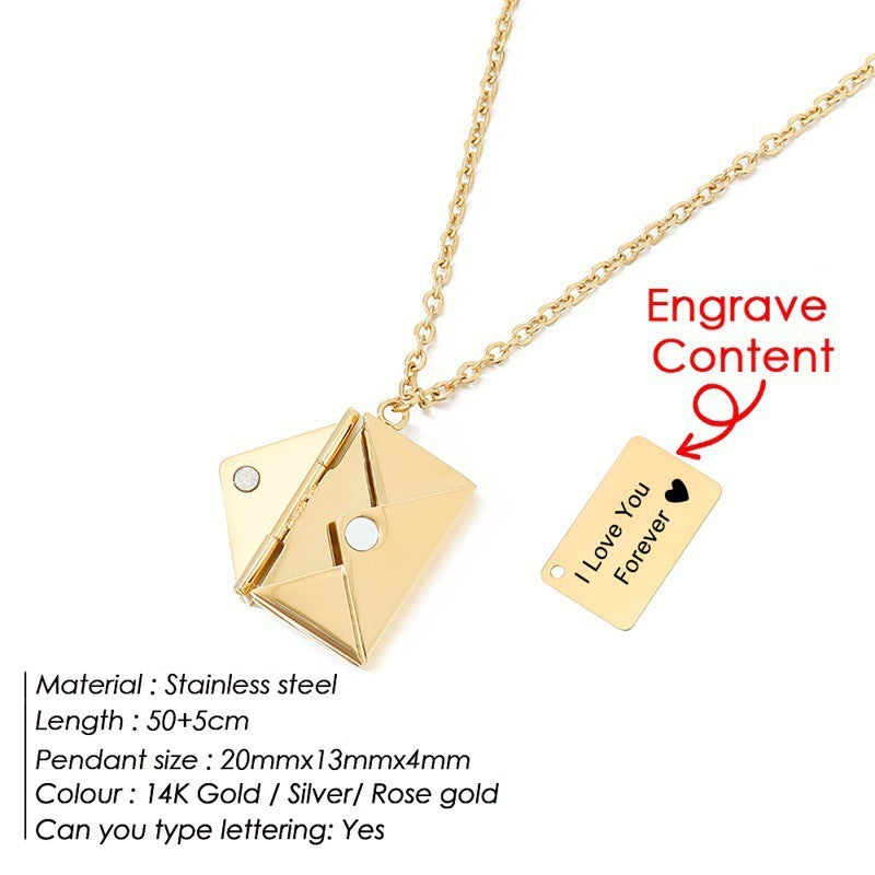 LoveLocket - Engraved Envelope Locket Necklace
